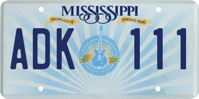MS license plate ADK111