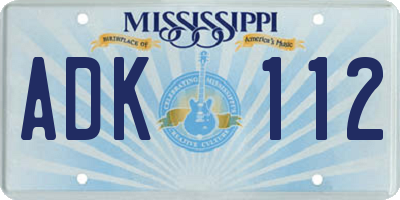 MS license plate ADK112