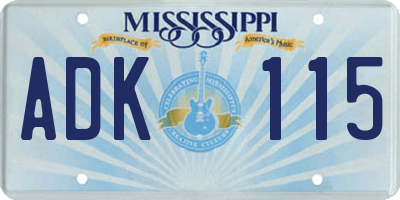 MS license plate ADK115