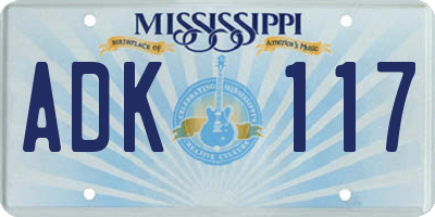MS license plate ADK117