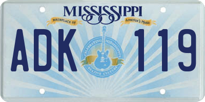 MS license plate ADK119