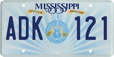 MS license plate ADK121