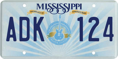 MS license plate ADK124