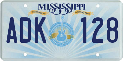 MS license plate ADK128