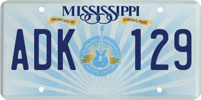 MS license plate ADK129