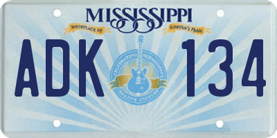 MS license plate ADK134