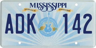 MS license plate ADK142