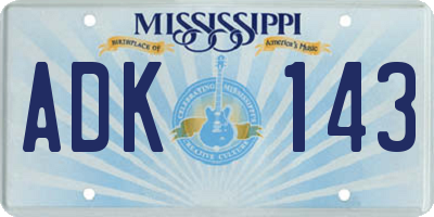 MS license plate ADK143