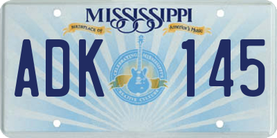 MS license plate ADK145
