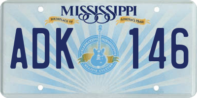 MS license plate ADK146