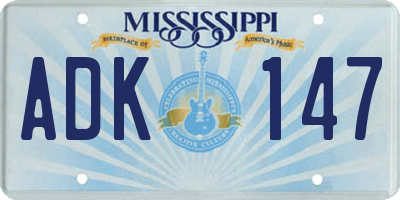 MS license plate ADK147