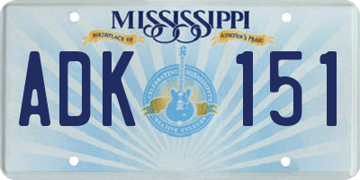 MS license plate ADK151
