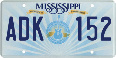 MS license plate ADK152