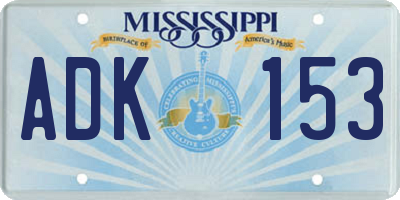 MS license plate ADK153