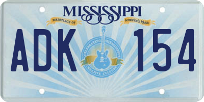MS license plate ADK154