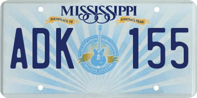 MS license plate ADK155