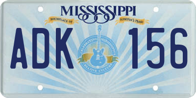MS license plate ADK156