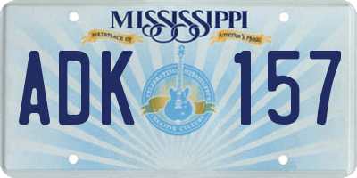MS license plate ADK157