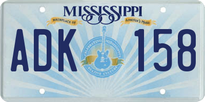MS license plate ADK158