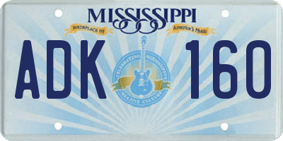 MS license plate ADK160