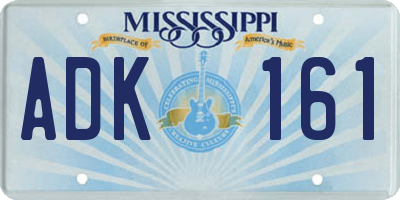 MS license plate ADK161