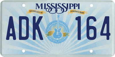MS license plate ADK164