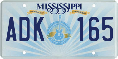 MS license plate ADK165