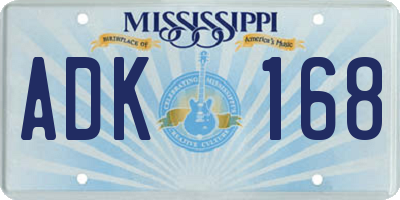 MS license plate ADK168