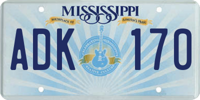 MS license plate ADK170