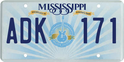 MS license plate ADK171