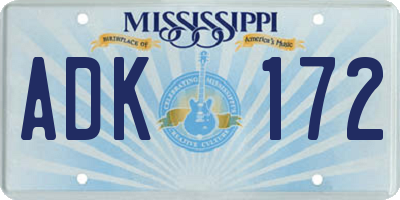 MS license plate ADK172