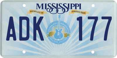 MS license plate ADK177