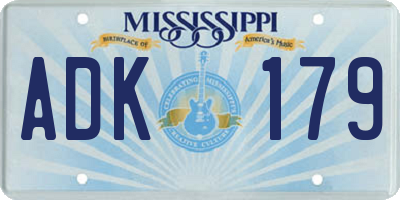 MS license plate ADK179