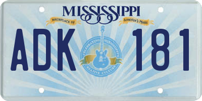 MS license plate ADK181