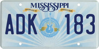 MS license plate ADK183