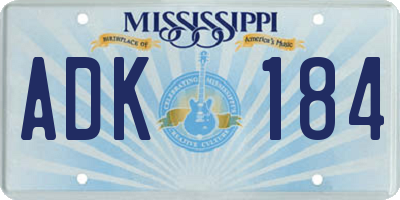 MS license plate ADK184
