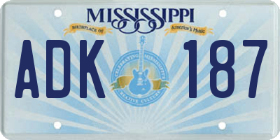 MS license plate ADK187