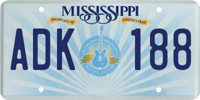 MS license plate ADK188