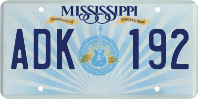 MS license plate ADK192