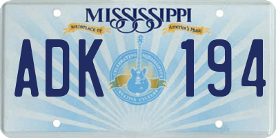 MS license plate ADK194
