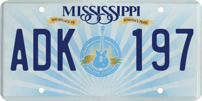 MS license plate ADK197