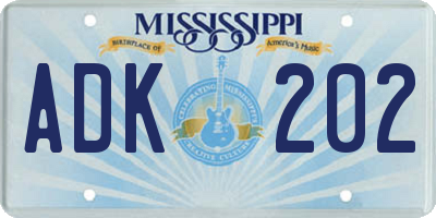 MS license plate ADK202