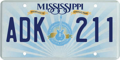 MS license plate ADK211
