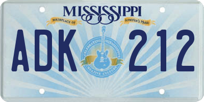 MS license plate ADK212