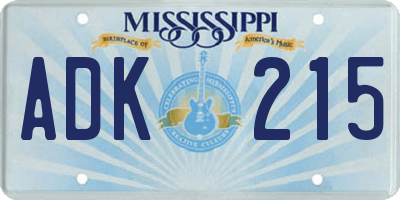 MS license plate ADK215