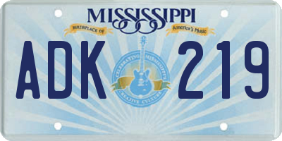 MS license plate ADK219