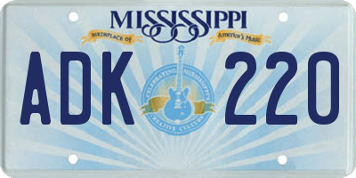 MS license plate ADK220