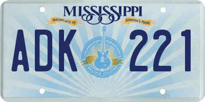 MS license plate ADK221