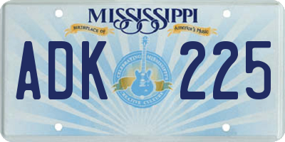 MS license plate ADK225