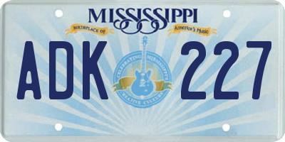 MS license plate ADK227
